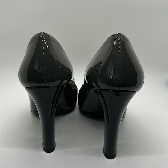 Prada Authenticated Black/Dark Gray Leather High Heels Shoes *Sz 37.5/US Sz 7.5* - Picture 6 of 11